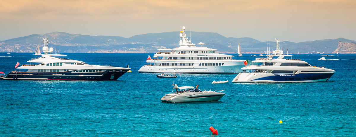 Superyachts at anchor